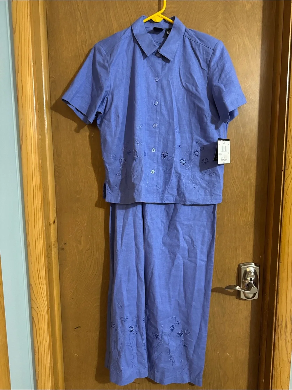 Light Periwinkle Two-Piece Button-Up Linen Set